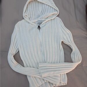 American Eagle Outfitters Cream Hooded Cardigan